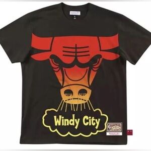 Chicago Bulls Mitchell & Ness Black Flames T-Shirt